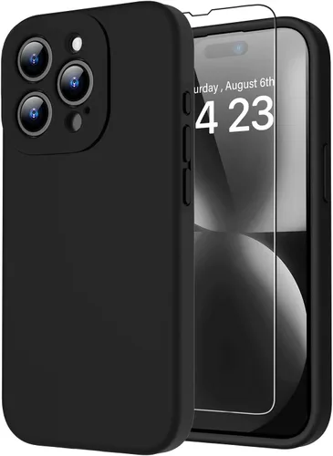 Miniatura 8 de bicol Funda para iPhone 15 Pro con protector de pantalla, protección mejorada del lente de la cámara, funda protectora de silicona líquida suave