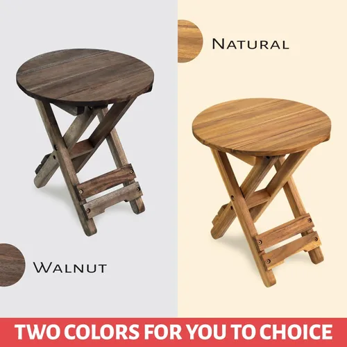 Miniatura 9 de Mesa de patio pequeña, mesa auxiliar plegable para exteriores, mesa auxiliar de café portátil, parte superior de madera para sala de estar