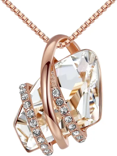 Miniatura 69 de Leafael Wish Stone - Collar con dije chapado en oro rosa de 18 quilates, con cristales de Swarovski, joyería de piedra natal, 18 pulgadas + 2