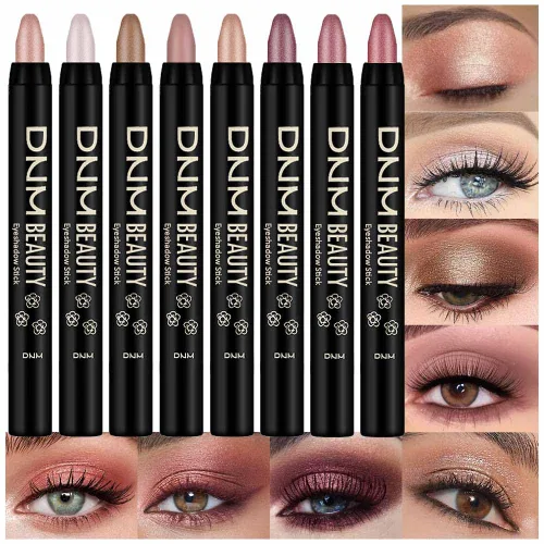 Miniatura 11 de Kaely - Juego de 2 barras de sombra de ojos en crema para ojos, lápiz brillante perla blanca y perla negra, maquillaje brillante de ojos