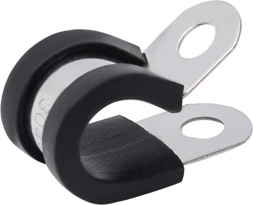 Miniatura 3 de Bonsicoky 20 abrazaderas de cable de acero inoxidable de 1/2 pulgada, abrazadera de tubo aislada acolchada de goma tipo R abrazadera de alambre