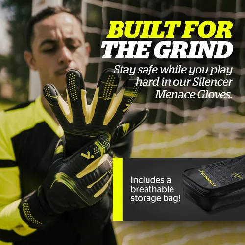 Miniatura 2 de Storelli Silencer Goalkeeper Gloves, with Removable Finger Spines, High-Impact Hand Protection, Soccer Accessories