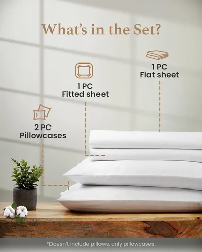 Miniatura 3 de GOOD SLEEP BEDDING Juego de sábanas tamaño California King, sábanas 100% algodón egipcio, tamaño California King, 4 piezas, 1000 TC, juego de Blanco