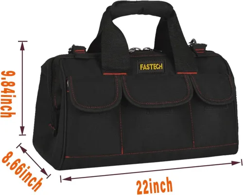 Miniatura 2 de FASTECH Bolsa de herramientas resistente de 22 pulgadas con boca ancha para almacenamiento, transporte y organización de herramientas, bolsa de mano