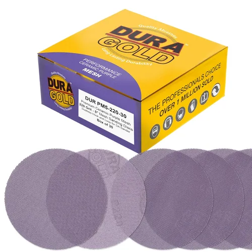 Miniatura 13 de Dura-Gold Discos de lijado de malla de cerámica púrpura de grano 180 de 5 pulgadas, caja de 30 – Papel de lija sin polvo con respaldo de gancho