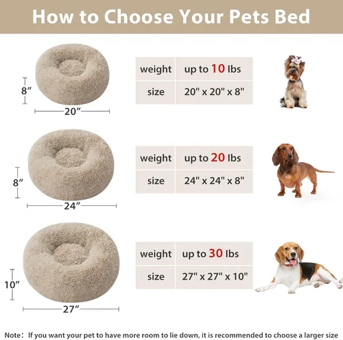 Miniatura 4 de WNPETHOME Cama calmante para perros y gatos, cama pequeña para perros con diseño de dona, de piel sintética, antiansiedad, mullida para mascotas