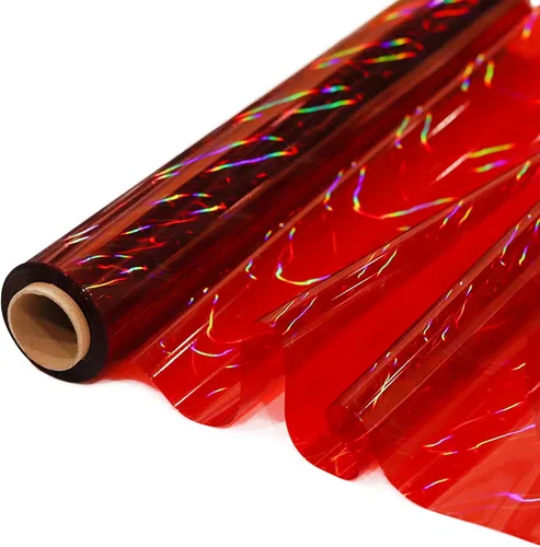 CMFYHM Rollo de envoltura de celofán rojo iridescente | 34 pulgadas de ancho X 100 pies de largo | Celofán colorido perfecto para canastas, regalos,