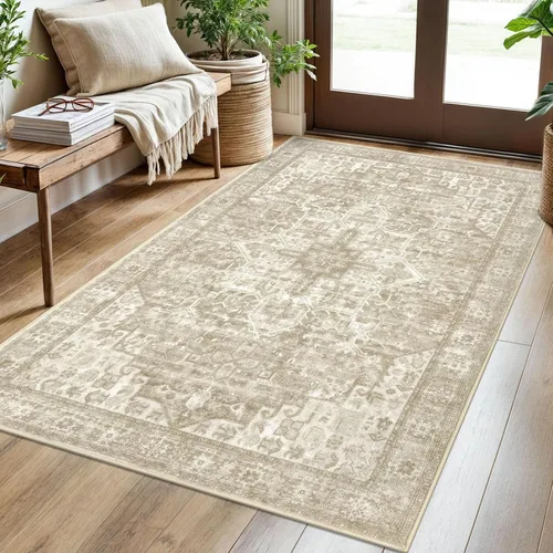 Miniatura 88 de SIILOOM Alfombra lavable de 2 x 3 pies, alfombra suave color taupe ceniza para entrada, tapete antideslizante para puerta de interior, tapete