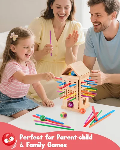 Miniatura 3 de Montessori Toys - Juegos de mesa de madera para niños de 3, 4, 5, 6 años, 34 palos de madera coloridos, juguete de habilidades motoras finas