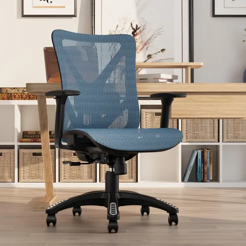 Miniatura 2 de Silla de oficina ergonómica, sillas de escritorio de malla para computadora con soporte lumbar ajustable, reposabrazos 3D, función de inclinación