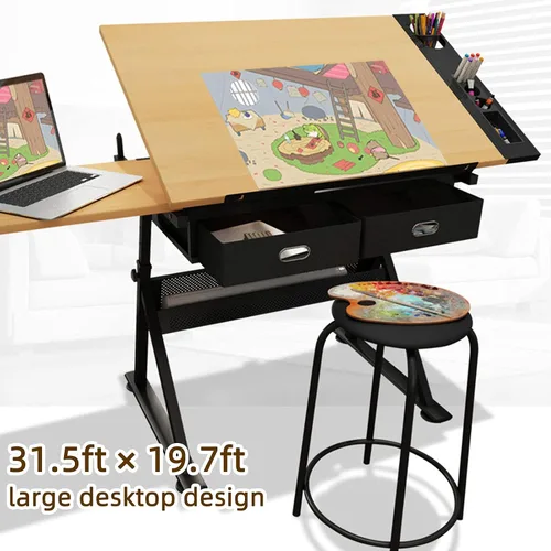 Miniatura 3 de JFF Mesa de dibujo de altura ajustable, mesa de dibujo, escritorio de artista, mesa inclinada, escritorio para manualidades, pinturas en acuarela