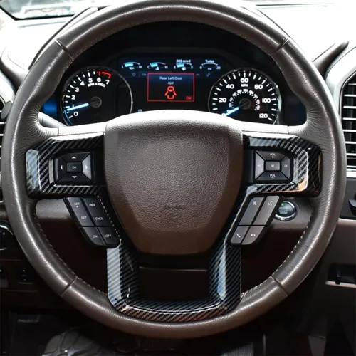 Miniatura 8 de Keptrim Funda para volante de fibra de carbono ABS F-150 para Ford F150 2015 2016 2017 2018 2019 2020 Ford F150, para 2017-2022 F250 F350, para Ford