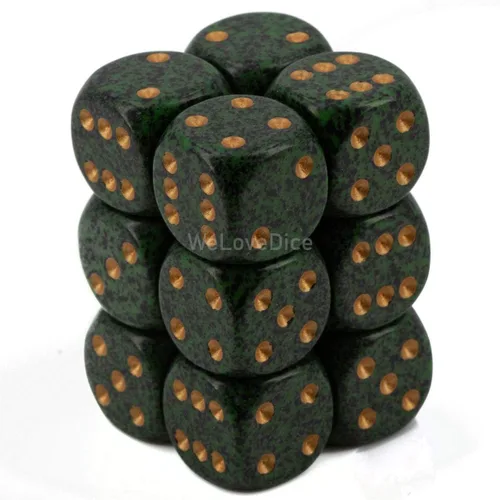 DND - Juego de dados Chessex D&D - Juego de dados poliédricos de plástico dorado moteado de 0.63 pulgadas, dados de mazmorras y dragones, incluye 12