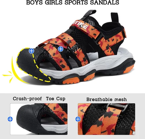 Miniatura 42 de JMFCHI Sandalias deportivas de verano para niños y niñas, sandalias de punta cerrada para exteriores, zapatos atléticos para agua, sandalias