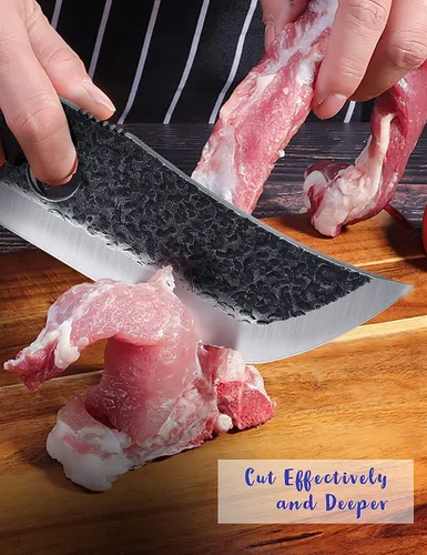Miniatura 7 de DRGSKL Cuchillo Hendidor de Carne Forjado a Mano Cuchillos de Carnicero para Padres para Cortar Carne Cuchillo de Chef de Espiga Completa con Funda