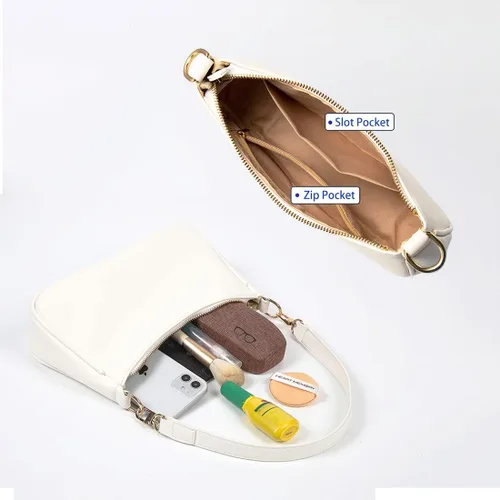 Miniatura 4 de VODIU Bolsos de mano con 2 correas extraíbles y cierre de cremallera, bolsos cruzados, bolso de hombro para mujer