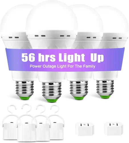 Bombilla de luz de emergencia recargable, permanece encendida durante fallas de energía, bombillas LED de 1500 mAh, 12 W, 60 W equivalentes, para el