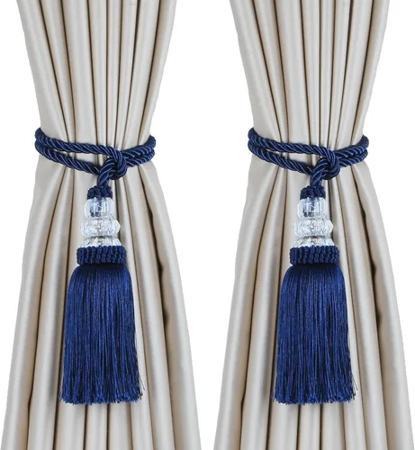 Miniatura 19 de Alzapaños de cortina con borla, alzapaños elegantes y decorativos para exteriores, lazos modernos de cuerda para ventanas con ganchos, para Beige