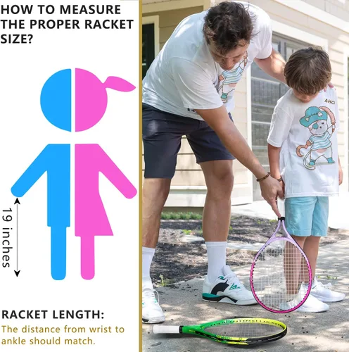 Miniatura 5 de bo'weiqi Raqueta de tenis para niños de 17"-25" para edades de 2-12 años, raqueta de tenis juvenil ligera para niñas y niños, deportes al aire Rosa