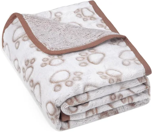 Miniatura 18 de Manta para perros rellena premium suave, con impresión de huella de pata gris de franela, 43 * 66 pulgadas, manta autocalentable para gatos