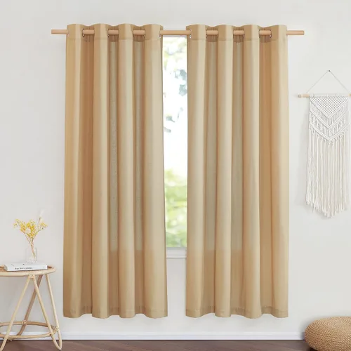 Miniatura 165 de NICETOWN Cortinas de lino natural con textura de lino para dormitorio, mezcla de lino rústica con ojales en la parte superior, semitransparentes