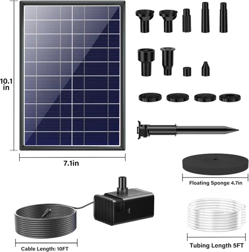Miniatura 5 de Biling 7.5W Bomba de Agua Solar para Exteriores, Bomba de Estanque Solar Fuente Solar con Tubo DIY de 5 pies para Pequeños Estanques, Piscina