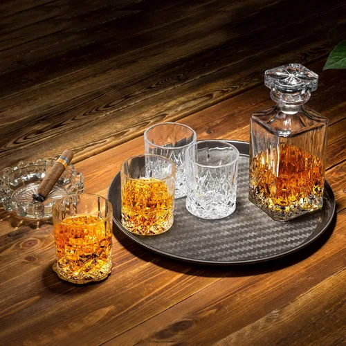 Miniatura 3 de KANARS Juego de decantador de whisky y vasos en caja de regalo única, juego de decantador de licor de cristal original para bourbon, escocés, vodka