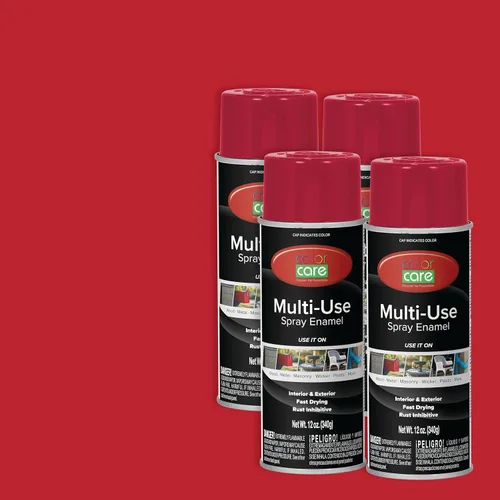 Miniatura 47 de Pintura en aerosol, 12 onzas, paquete de 6 (mezcla de colores cálidos: blanco brillante, rojo rubí, naranja, amarillo, marrón, negro brillante)