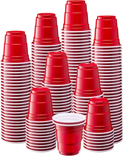 GUSTO [2 onzas – 300 unidades de mini vasos desechables – Vasos de chupito de gelatina roja para fiestas y eventos (paquete anteriormente cómodo)