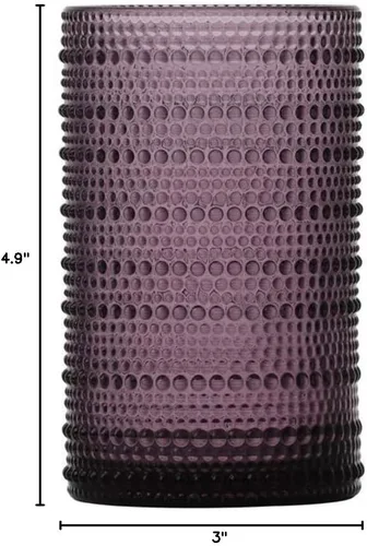 Miniatura 9 de Fortessa Jupiter Vaso de vidrio con cuentas y diseño de clavos, 385 ml para bebidas heladas (juego de 6), púrpura