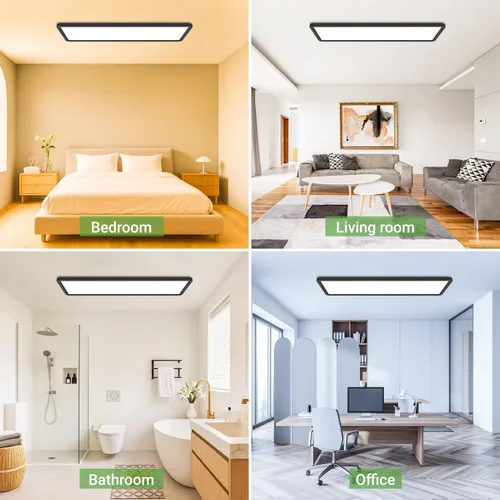 Miniatura 5 de zemty Luz LED de panel plano con control remoto de 22.8 x 7.8 pulgadas, 32 W, 3500 lúmenes, temperatura de color 3000 K-6500 K, lámpara de techo
