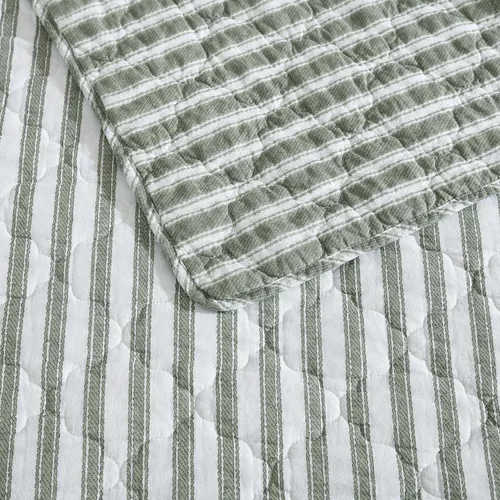 Miniatura 4 de Stone Cottage - Juego de edredón de tamaño individual, ropa de cama reversible de algodón con fundas de almohada a juego, juego de cama ideal a Verde