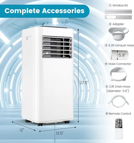 Miniatura 7 de KOTEK Aire acondicionado portátil para habitación de hasta 250 pies cuadrados, unidad de CA 3 en 1 de 8000 BTU para dormitorio con modo