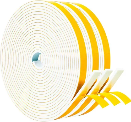 Miniatura 17 de Yotache Burlete fino blanco de 1/2 pulgadas x 1/16, cinta de sellado de junta de espuma para ventana, jamba de puerta corredera, altavoz, tablero