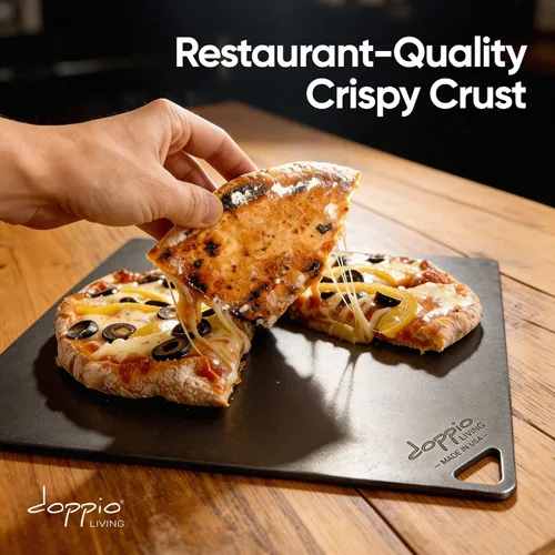 Miniatura 2 de Acero para pizza para horno Fabricado en Estados Unidos 16 x 14.25 pulgadas Acero para hornear pre-sazonado para pan, pizza, masa madre y más