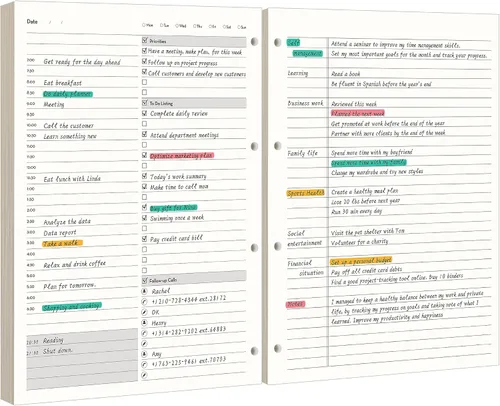 Miniatura 3 de EMSHOI Agenda diaria sin fecha de 9.2 x 12 pulgadas, bloc de notas grande de lista de tareas, 240 páginas de recambio, planificador de carpetas