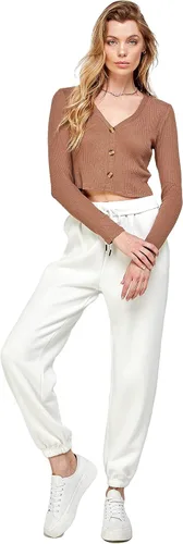 Miniatura 2 de IUUI Pantalones deportivos casuales de forro polar holgados para mujer, pantalones deportivos plegables de cintura alta, pantalones deportivos