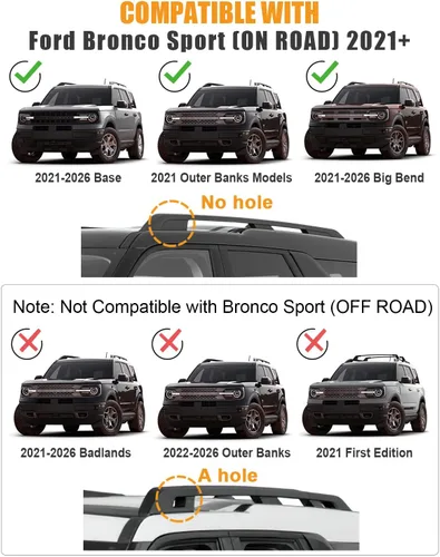 Miniatura 2 de KINGGERI Barras transversales de techo de 265 libras para Ford Bronco Sport Base (en carretera) 2021-2025 y Bigbend 2021-2025 y Outer Banks 2021