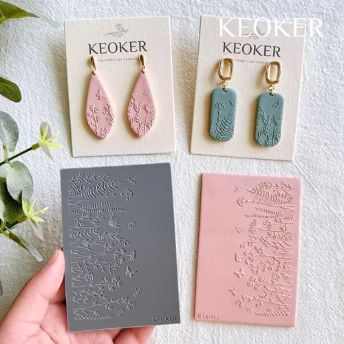 Miniatura 3 de KEOKER Juego de hojas de textura de arcilla polimérica, funciona con cortador de arcilla polimérica, el mismo efecto que el rodillo de textura