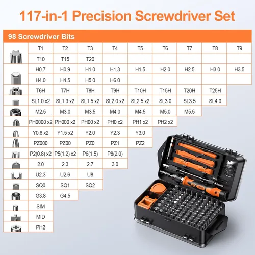 Miniatura 2 de JOREST Juego de destornilladores de precisión 117 en 1, regalos de herramientas para hombres, mini kit de herramientas de reparación con puntas
