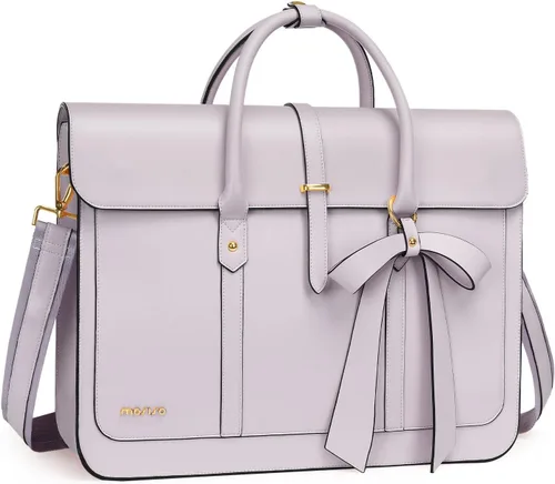 Miniatura 15 de MOSISO Bolsa para computadora portátil para mujer, de piel sintética, mochila convertible, bolsa de viaje para computadora con lazo