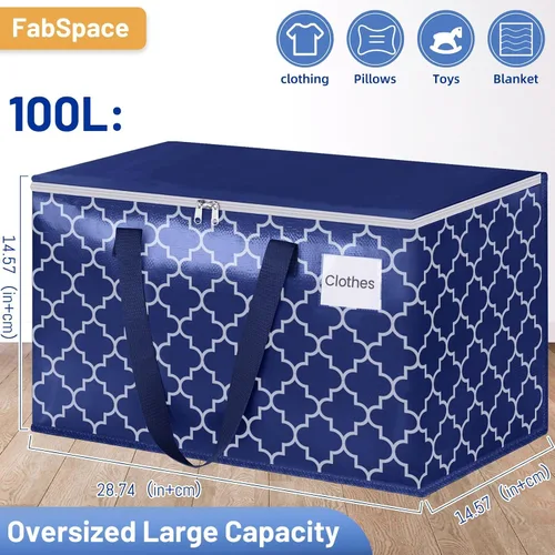 Miniatura 2 de Fabspace Bolsas de mudanza, suministros de mudanza extragrandes, bolsas de almacenamiento resistentes, bolsas de embalaje con cremalleras y asas