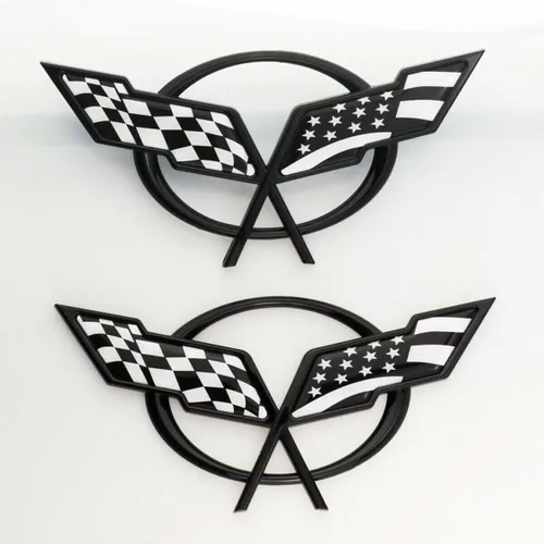 Miniatura 3 de Juego de pares de banderas cruzadas delanteras y traseras, emblemas de repuesto para Corvette C5 1997-2004 19207384 19207385