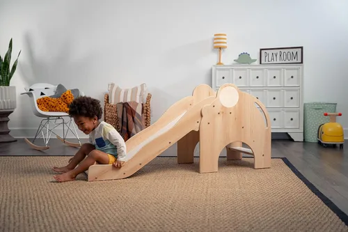 Miniatura 8 de Avenlur Nima - Tobogán interior con forma de elefante Montessori Waldorf, seguro, resistente y confiable, espacio de juego interior perfecto