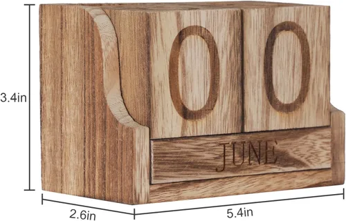 Miniatura 5 de Calendario de escritorio de madera, bloques de calendario de escritorio para maestros, bloque de fecha perpetuo de oficina pequeño, decoración