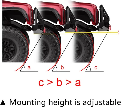 Miniatura 4 de INJORA Parachoques delantero ajustable con luz LED para TRX4 Axial SCX10 SCX10 II 90046 90047 RC pieza de actualización de coche (negro)