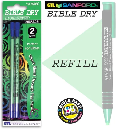 Miniatura 5 de G.T. Luscombe Company, Inc. Resaltador recargable Bible Dry con 2 paquetes de recambios (verde)