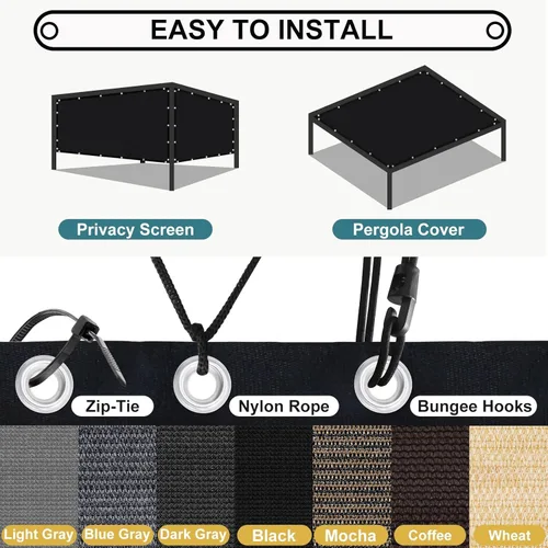 Miniatura 7 de Shade&Beyond - Tela de sombra con 90% de protección solar y ojales, toldo para pérgola, protector solar de lona de malla para patio, exteriores