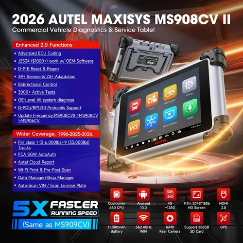 Miniatura 2 de Autel MaxiSYS MS908CV II: 2026 escáner de camiones de servicio pesado, igual que MS909CV V2.0 MS908CV, J2534 Pr0-grammer, ECU C0ding, Herramienta