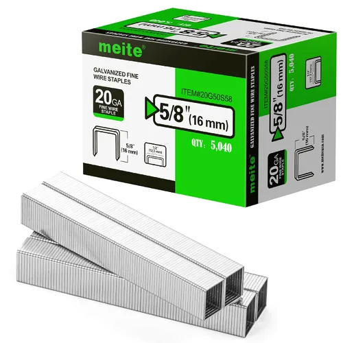 Miniatura 9 de meite Grapas de tapicería galvanizadas de calibre 20, corona de 1/2 pulgada (0.484 in) con longitud de 1/2 pulgada, resistente para construcción